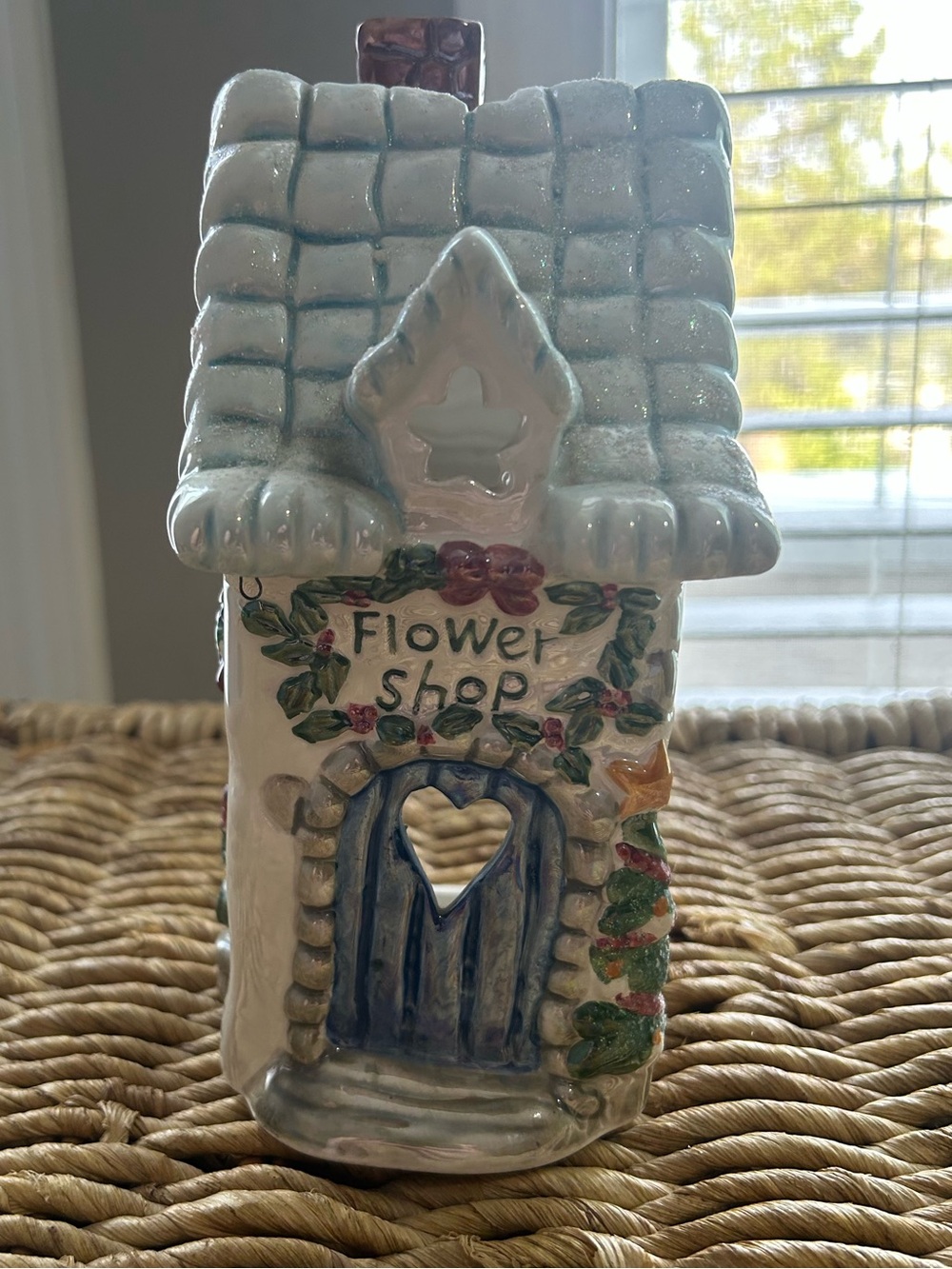 GANZ Ceramic Flower Shop Cottage Candle Holder- White, Blue, Green, Pink